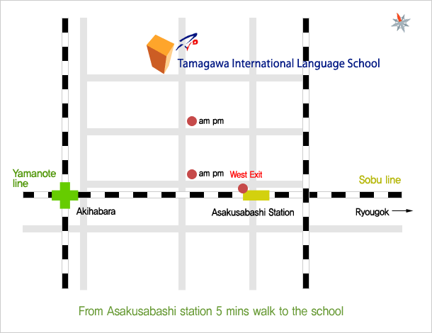 Bản đồ Trường Ngôn ngữ Quốc tế Tamagawa 